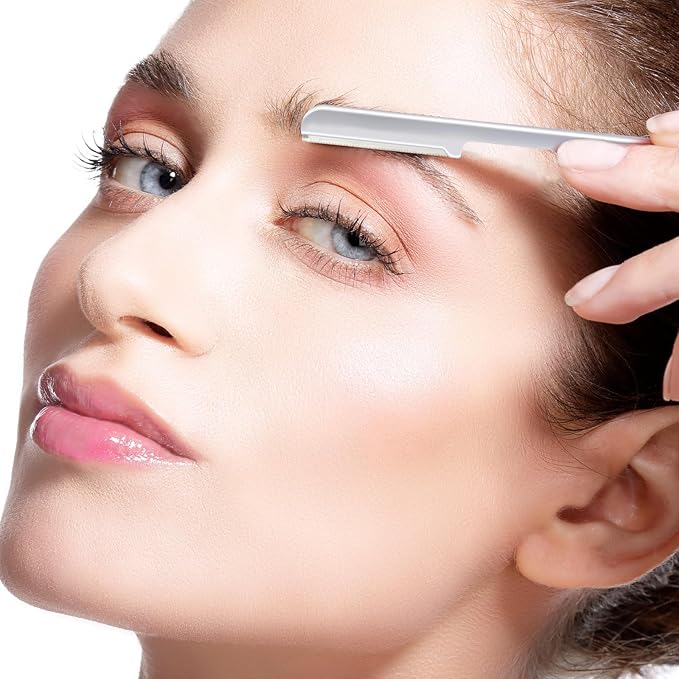 10 Pieces Eyebrow Razor for Women Facial Shaver Razor Brow Shaper Eyebrow Trimmer Dermaplaner Shaping Tool with Cover (Silver, Black)
