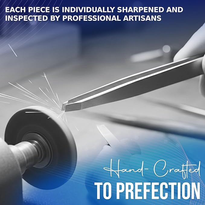 Professional Straight Stainless Steel Tweezers for Men & Women - Precision Eyebrow Facial Hair Removal with Strong Grip & Fine Point Tip (Smoky Silver)