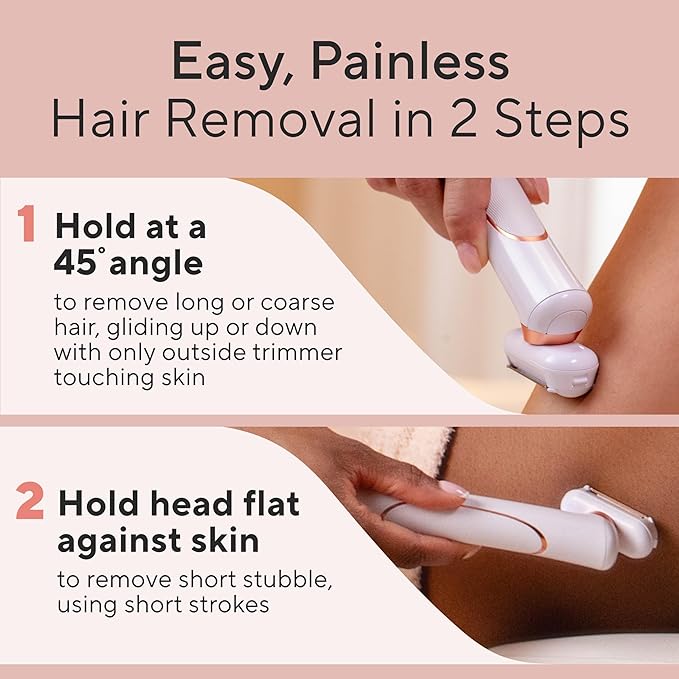 Finishing Touch Flawless Legs, Electric Razor for Women, Pivoting Head Leg Hair Remover with LED Light for Instant and Painless Leg Hair Removal