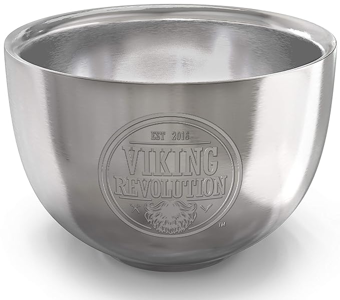 Viking Revolution Stainless Steel Shaving Soap Bowl- Shaving Mug for Shave Cream & Soap- Double Layer, Unbreakable Shaving Cup for Wet Shave 3.2" x 2.2"
