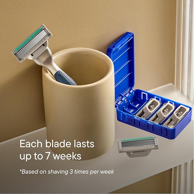Harry's Plus Shaving Kit for Men - Premium Handle, Razor Blade Cartridge, Foaming Shave Gel, and Travel Blade Cover - Advanced Pivoting System - Tide
