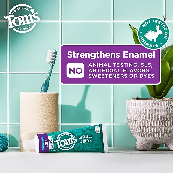 Tom's of Maine Whole Care Natural Toothpaste with Fluoride, Peppermint, 4 oz. 3-Pack (Packaging May Vary)