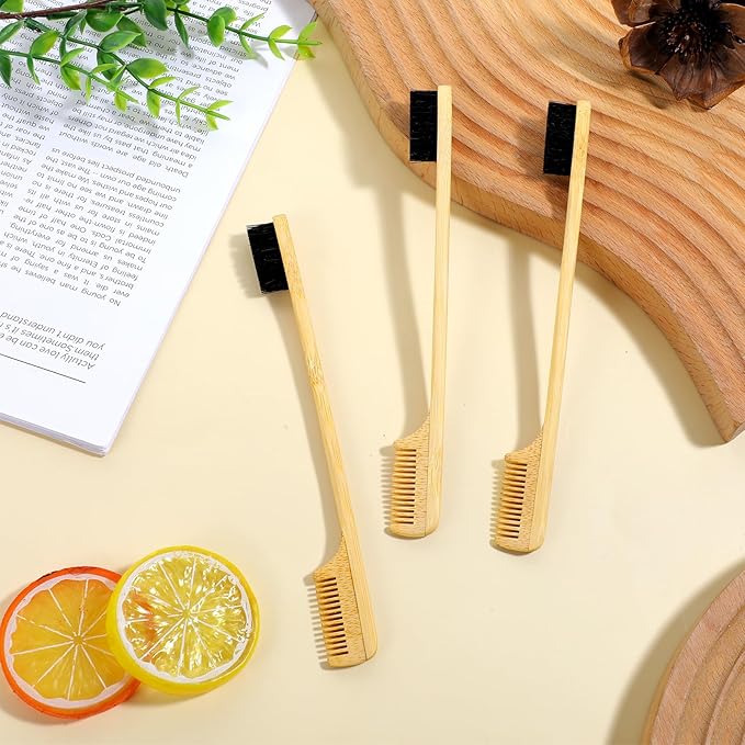 Edge Control Brush, 3 PCS Edge Brush Sturdy Mustache Brush for Men 2-in-1 Edge Hair Brush Comb Styling Gentle Care Tools Compact Curling Accessories for Curly Hair