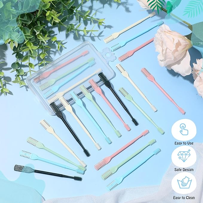 24 Pcs 2-in-1 Nasal Hair Cutter Double Sided Nose Hair Trimmer Bulk for Women Men Portable 360° Rotating Manual Nose Nasal Knife Soft Cleaning Brush Box Package Multicolor