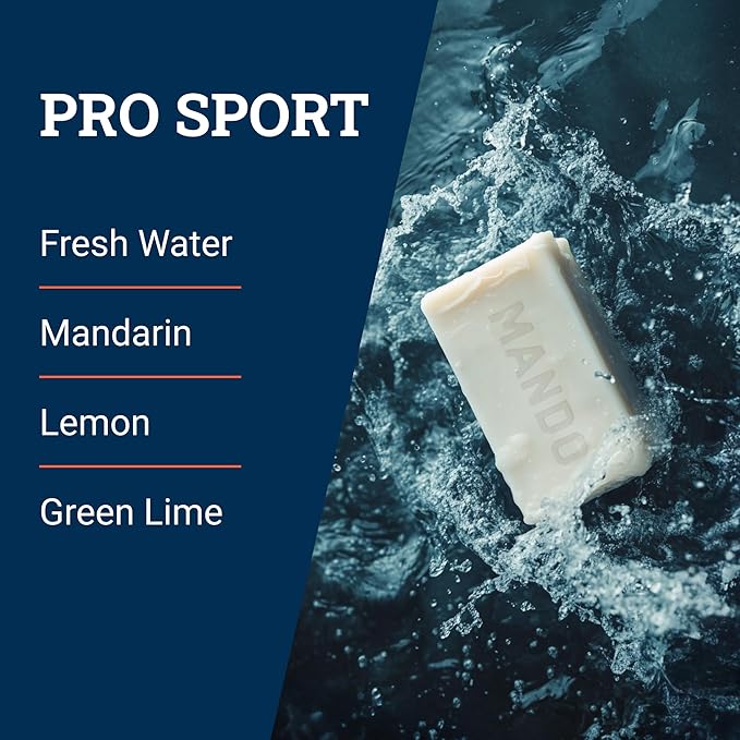 Mando Acidified Cleansing Bar - 24-Hour Odor Control - Removes Odor Better than Soap - Moisturizing Formula - SLS Free, Paraben Free - Safe For Sensitive Skin - Pro Sport