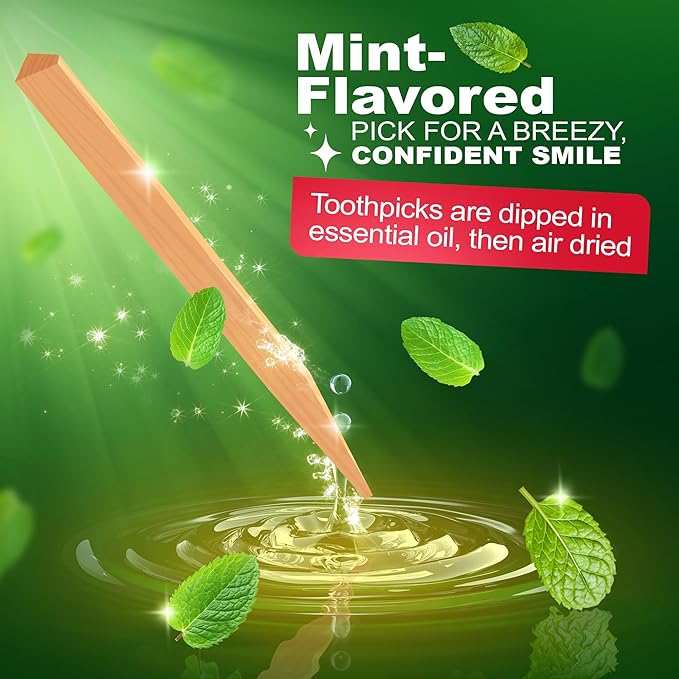 The Natural Dentist Stim-U-Dent Mint Dental Picks, Wooden Toothpicks for Food & Plaque Removal, Refreshing Mint Flavor, Travel-Friendly, 72 Packs of 25 Picks/Pack (600 Picks)
