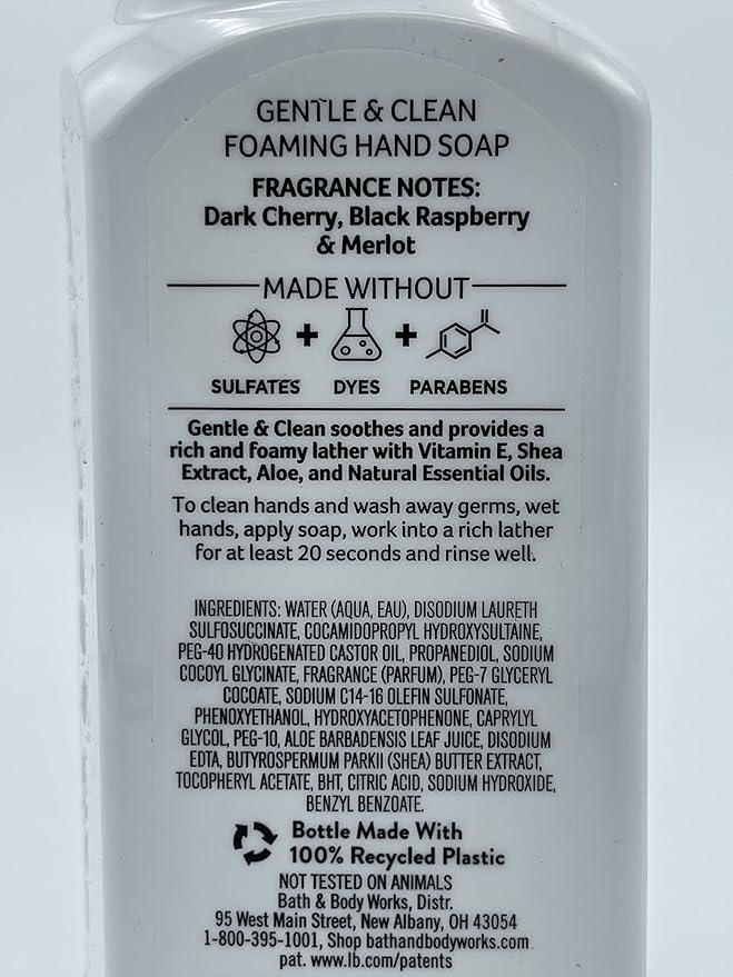Bath and Body Works Gentle Foaming Hand Soap, Black Cherry Merlot 8.75 Ounce (2-Pack)