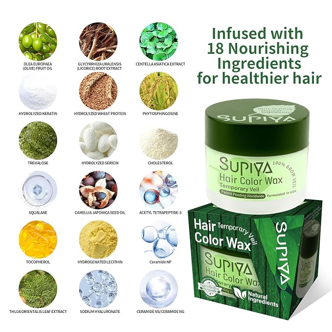 Temporary Hair Color Wax for Men - SUPIYA Washable Hair Wax Color, All-Day Hold Disposable Hair Wax for Party, Cosplay & Daily (Color #69W)