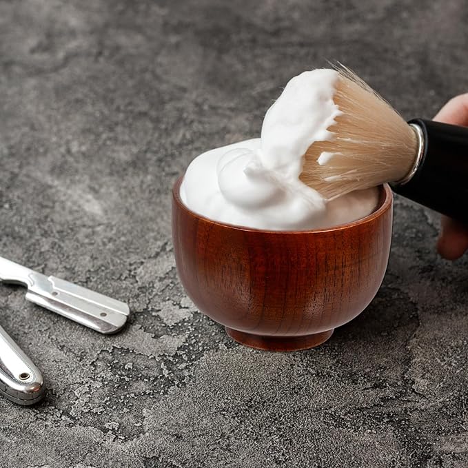 ARTIBETTER Wooden Shaving Soap Bowl for Men, Shaving Mug Container with Lid, Medium Size Wet Shave Soap Cup Suitable for Daily Facial Grooming