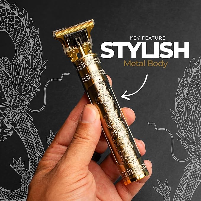 Limited Edition Handsome Habits Cordless Hair Trimmer for Men - Rechargeable Electric Razor with Stylish Metal Body, Year of The Dragon Design