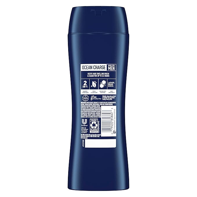 Suave Men 2 in 1 Shampoo and Conditioner Ocean Charge 12.6 oz, Pack of 6