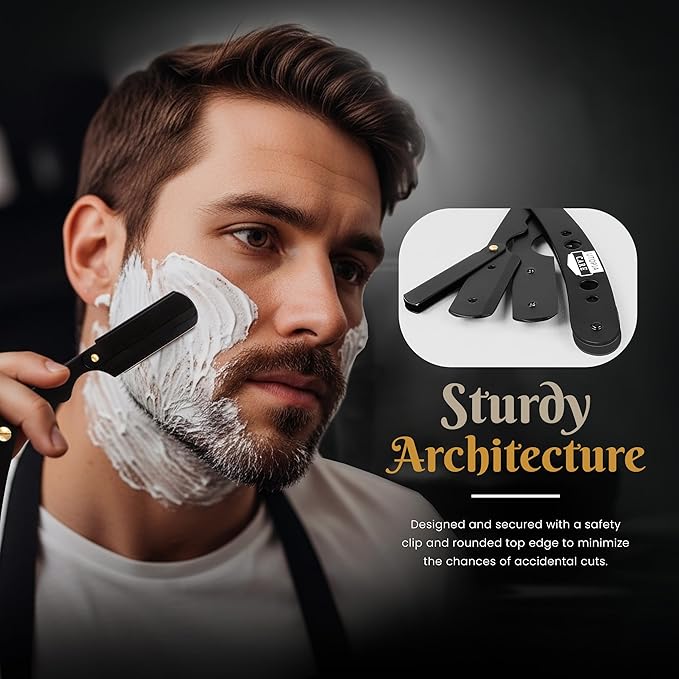 Utopia Care Professional Straight Razor for Men, Barber Straight Edge Razor Safety with 100 Pack Blades, Black