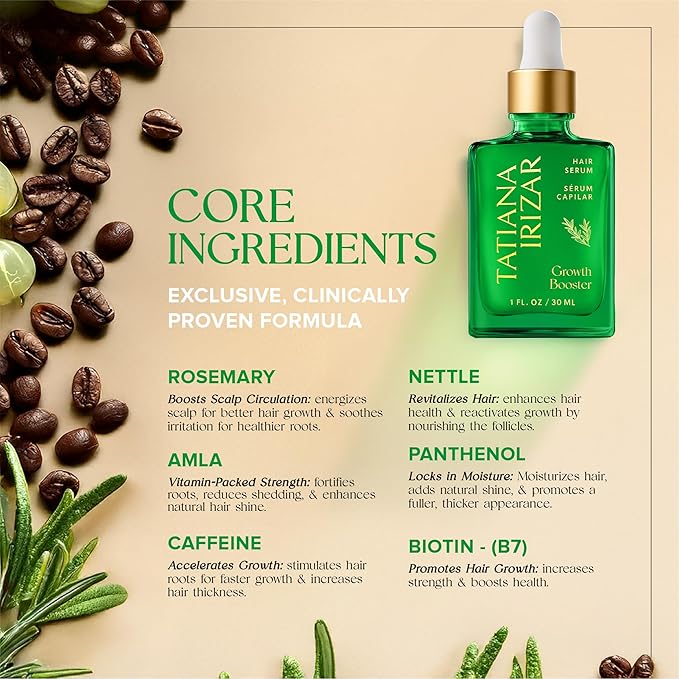 Caffeine Hair Growth Serum Women Made in USA - Peptide Hair Density Serum Non-Greasy Biotin Rosemary & Amla with Caffeine - Scalp 1 Fl.Oz Natural Residue-Free - Growing Scalp Women Regrowth Treatment