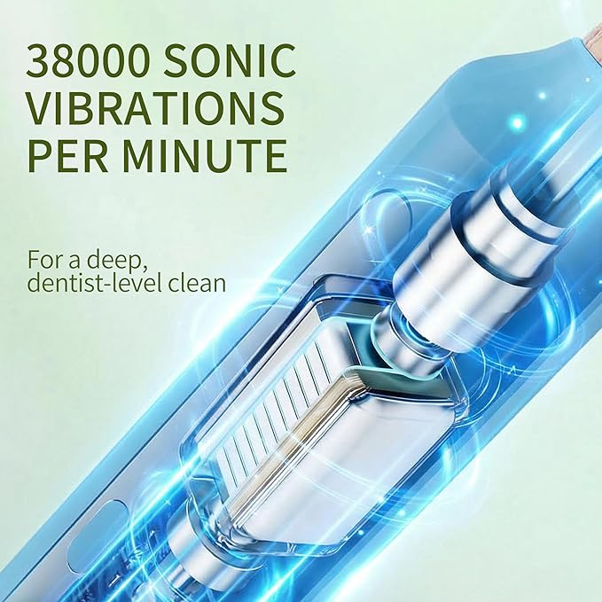 Bamboo Electric Toothbrush丨Rechargeable Electric Toothbrush with 4 Bamboo Heads, Soft Castor Oil Bristles,5 Moedes&3 Intensities, 45 Days Battery Life, IPX7 Waterproof-Light Blue