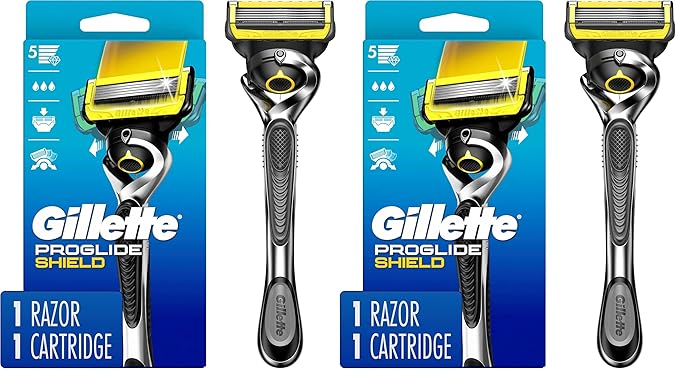 Gillette ProGlide Shield Men’s Razor Handle + 1 Blade Refill, Shields Against Skin Irritation (Packaging May Vary) (Pack of 2)
