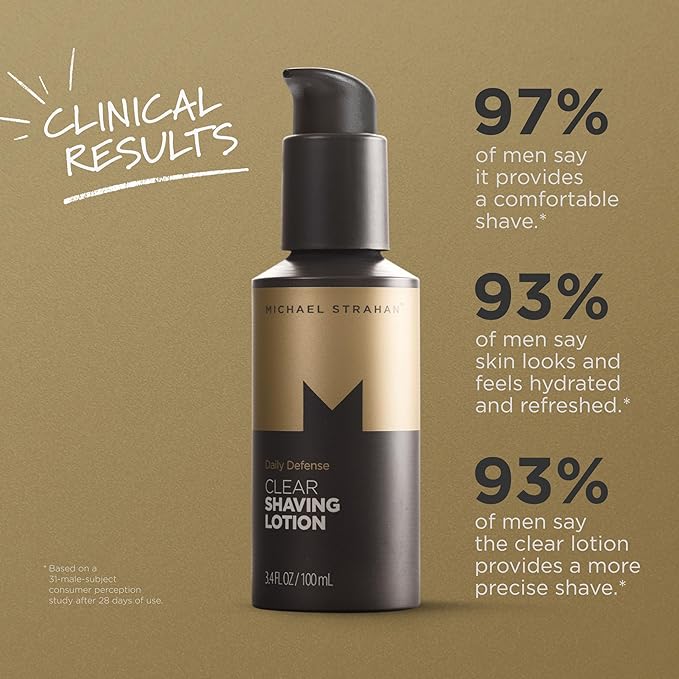 Clear Shaving Lotion by Michael Strahan | Men’s Grooming and Skincare for Dry, Sensitive Skin | Hydrating Shave Gel | 3.4 Fl. Oz