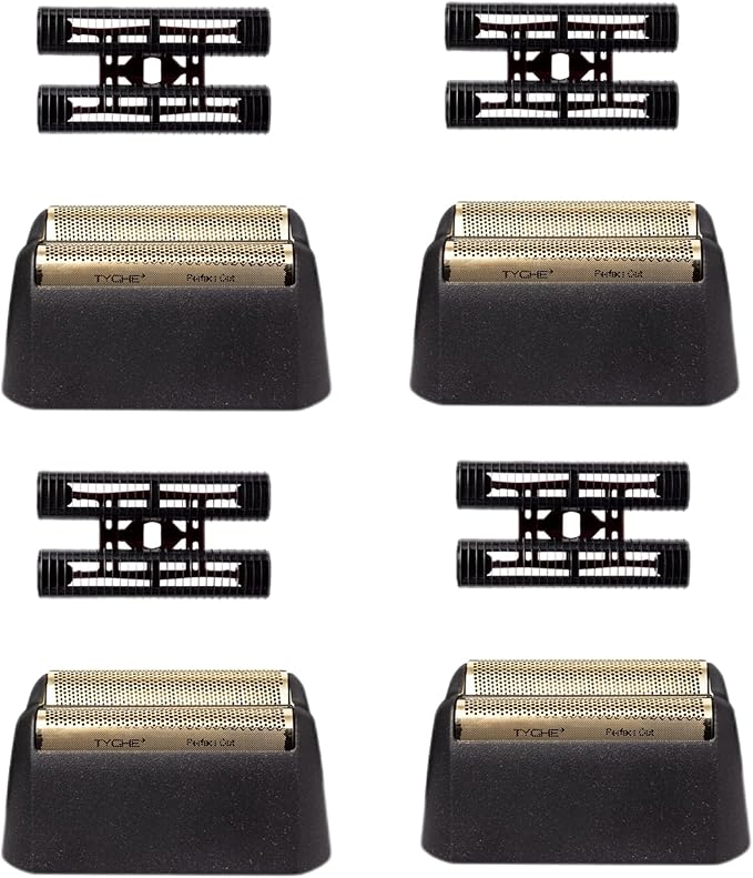 Replacement Foil Professional 5 Star Series Finale Shaver Shaper Super Close and Cutter Bar Assembly Compatible with Wahl Shaver Foil Model 7043-100,7031-100 Replacement Heads(4 Pack Gold)