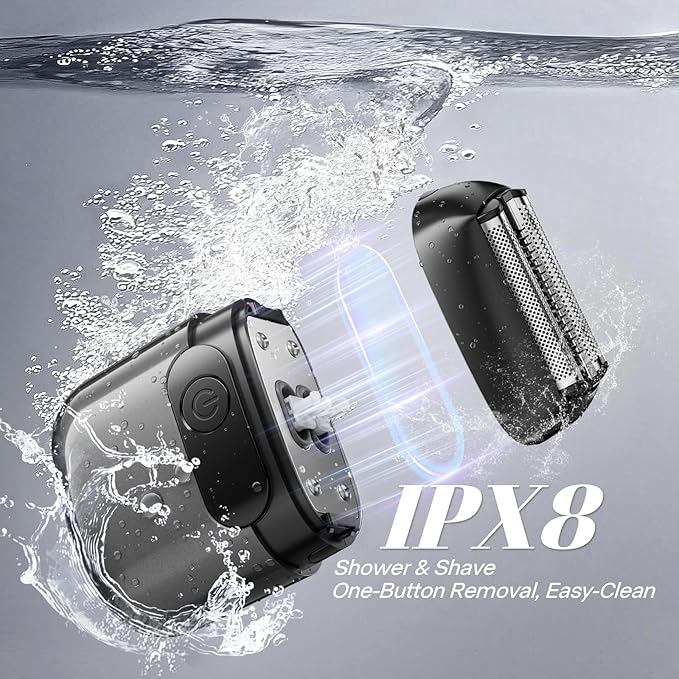 Electric Foil Shaver for Men,Compact 3D Floating Shaving Heads, Electric Razor for Men,IPX8 Waterproof, USB-C Fast Energy, LED Info Display, Wet/Dry Adaptability, Travel Lock Slate Grey