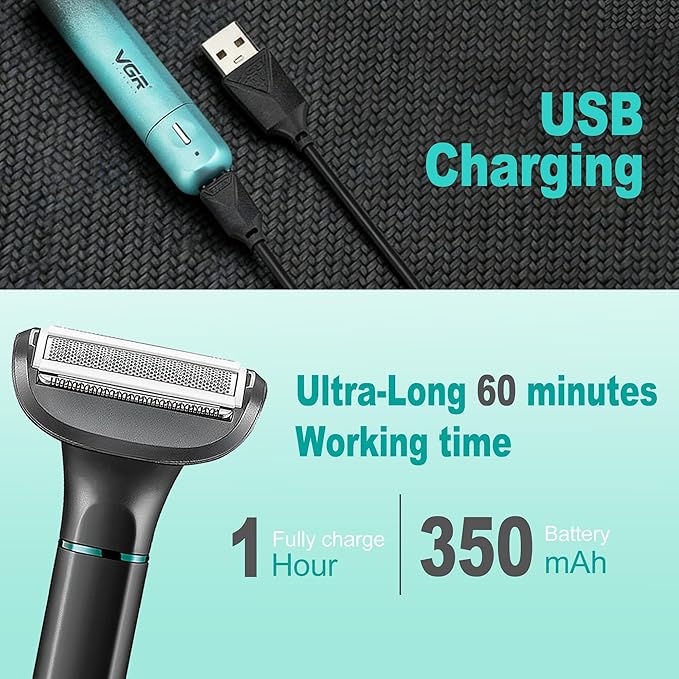 VGR 625 Body Hair Trimmer for Men,3-in-1 Versatile Electric Trimmer for Body/Eyebrow/Beard/Nose/Ear Hair,USB Rechargeable Mens Grooming Kits, IPX5 Waterproof Mens Shaver Portable Travel Set