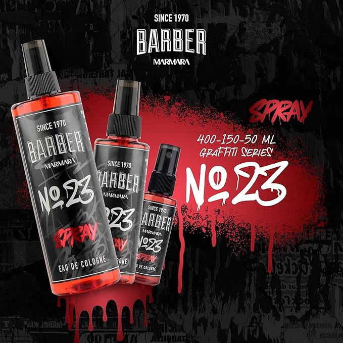 barber marmara Eau de Cologne Pump Spray Mens Graffiti After Shave Men's Fragrance Water Shaving Water Men Barber Men's Fragrances Body Spray Barbershop Travel Size (50 ml, No23)