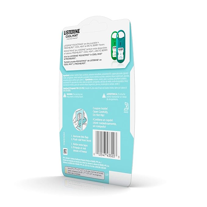 Listerine Pocketpaks Breath Strips, Cool Mint, 72 Count (Pack of 2)