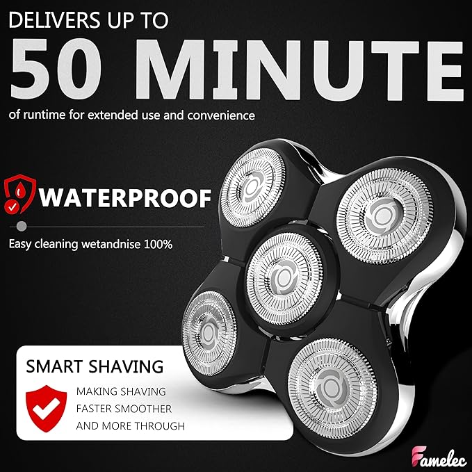 Electric Razor Replacment Heads for Remington Balder Pro XR7000, Premier Wet/Dry Bald Head Shaver Replacement Head for Balder Pro Head Shaver, Upgraded 5 Dual Track Heads & Flex Blades