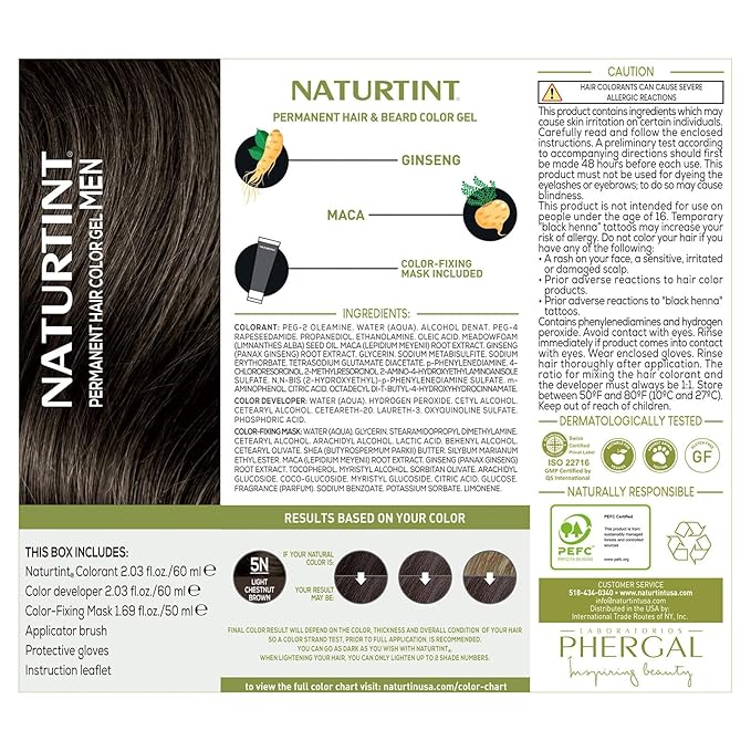 Naturtint Mens Permanent Hair Color for Hair Beard and Mustache (5N Light Chestnut Brown)