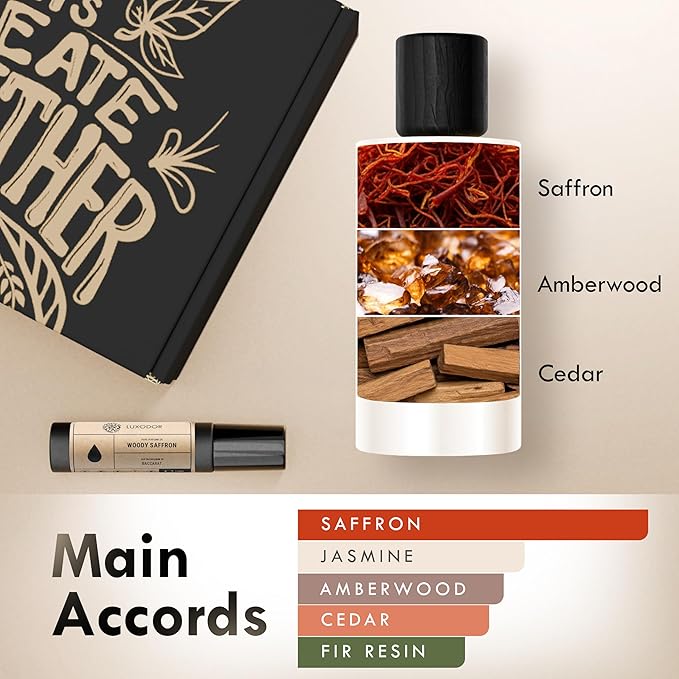 Inspired by Baccarat Rouge 540 Eau De Parfum – Woody Saffron Perfume 3.4 fl oz (100ml) with Concentrated Oil – Unisex Pheromone Perfume for Women & Men, Long Lasting Fragrance