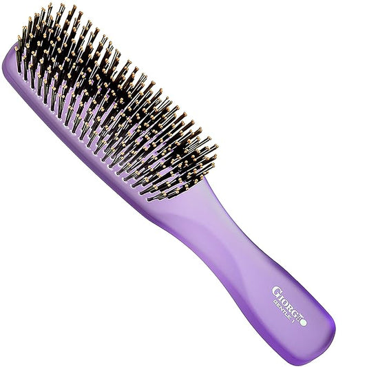 Giorgio GION1PP Neon Purple 7.75 inch Gentle Touch Detangler Hair Brush for Men and Women. Soft Bristles for Sensitive Scalp. Wet and Dry for all Hair Types. Scalp Massager Brush Stimulate Hair Growth