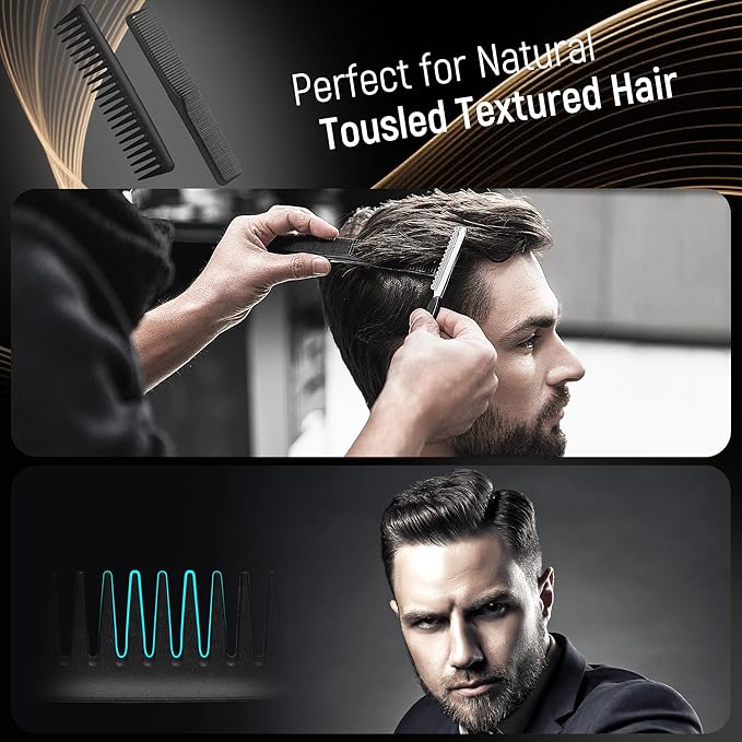 SalonSilk Hair Brush for Men, 5PCS Men Hair Brush & Styling Comb Set - Professional Barber Tools for All Hair Types, Perfect for Styling, Grooming, and Detangling