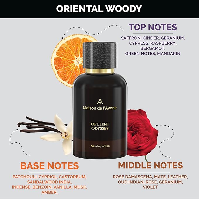 Maison de l'Avenir Opulent Odyssey – ZENITH COLLECTION | Oriental Woody Fragrance | Unisex Cologne & Perfume | Natural & Essential Oils | Eau de Parfum (36 Hours) | Made in UAE | 100ml / 3.4 fl. oz.