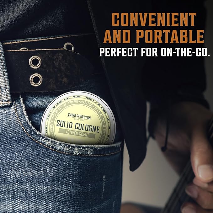 Viking Revolution Vetiver Mens Solid Cologne Men 2 Oz - Men Solid Perfume with Vetiver Cologne for Men - Balm Cologne for Mens Cologne Balm Travel Cologne Wax (1 pack, Vetiver)