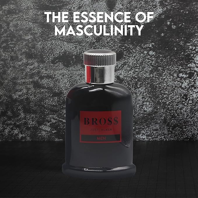 Bross Just Black's Cologne–Bold & Sophisticated Scent Perfume for Men With Citrus,Spice,And Woody Notes–Long Lasting Fragrance For All Occasions