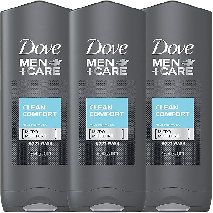 Dove Men + Care Body & Face Wash, Clean Comfort 13.50 Oz (Pack Of 3), 2.16 Lb