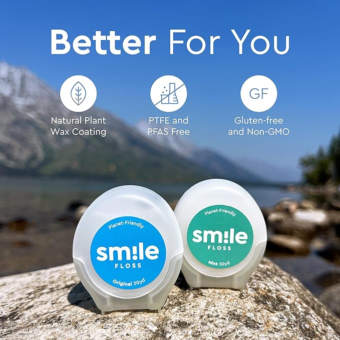 Smile Expanding Floss, Premium Woven Dental Floss with Natural Plant-Based Wax, Soft on Teeth & Gums, Mint Scent, PTFE & PFAS Free, Cruelty Free (4-Pack, 30 Yards Each)