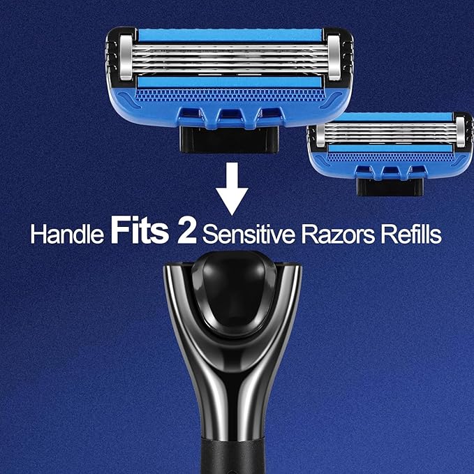 5 Blade Razor for Men with Dual Lubrication, Handle & Cartridges, Comfortable and Smooth Shaving