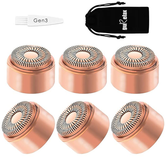 Gurelax Gen 3 Replacement Heads for Flawless Finishing Touch Facial Hair Remover, Replacement Blades for Women, 18K Gold Heads Replacement Blades Refill Pro(6pcs)