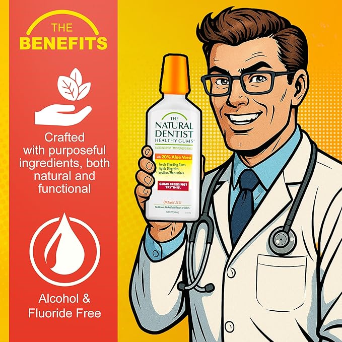 The Natural Dentist Healthy Gums Mouth Wash, Orange Zest, 16.9 Fl Oz (Pack of 2)