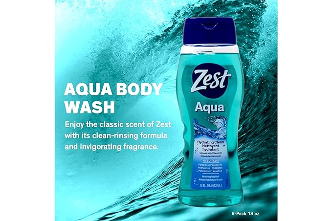 Zest Body Wash, Aqua, 18 Ounce, 2 Pack