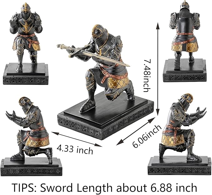 King's Guard Knight Pen Holder Pen Stand Desk Organizers and Accessories Resin Pencil Holder as Gift with a Nice Letter Opener for Office and Home Desk Organizer (Iron)