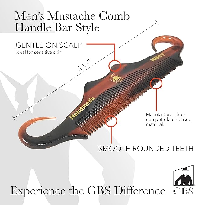 G.B.S Handmade Cellulose Acetate Grooming Men’s Mustache Comb