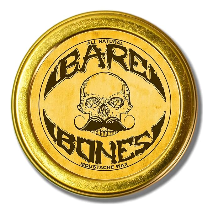 Mustache Wax Medium Hold Grooming For Men - 1oz Bare Bones Moustache & Beard Wax Tin - Perfect For Handlebar Mustaches By Death Grip - No Heat Source Required