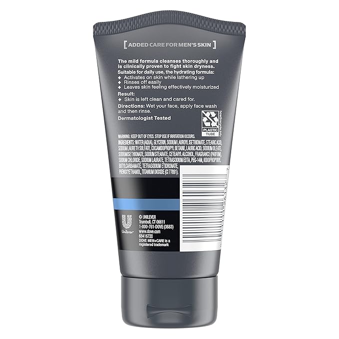 DOVE MEN + CARE Face Wash Hydrate Plus Skin Care,5 Oz,(Pack of 6)