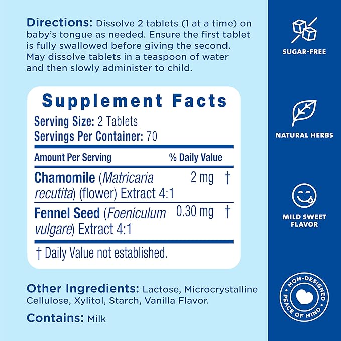 Mommy's Bliss Little Gums Soothing Oral Tablets,Great for Teething Babies,Benzocaine-Free & Sugar-Free,2 Months+,1 Bottle (140 Tablets),(Pack of 2)