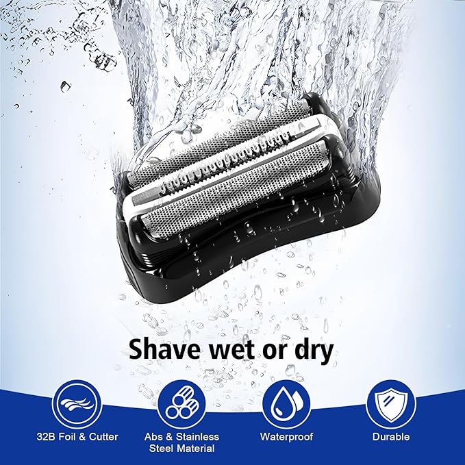 Series 3 32B Replacement Head, Series 3 Electric Shaver Replacement Head Blades for Braun S3 Foil & Cutter Razor Heads, Applicable for Braun S3 3040s 3010s 310s 3000s 3050cc 3080s 390cc Etc