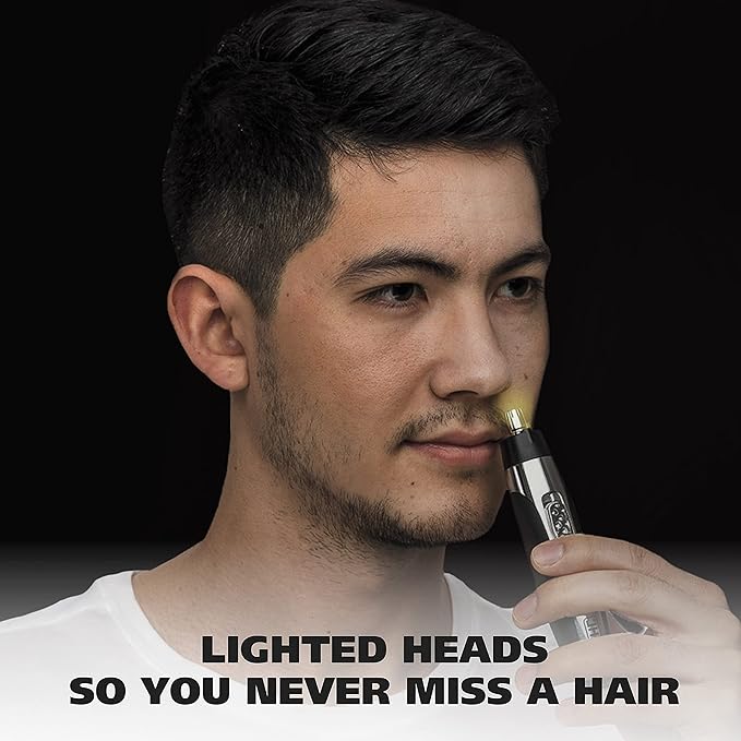 Wahl Lighted Battery Nose Hair Trimmer for Men & Women. Painless, Easy to See Nose, Ear, and Eyebrow Trimming with Built in Light, Battery Included. – Model 3023283