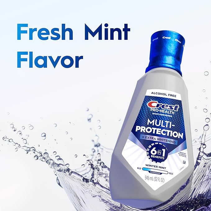 Crest Pro-Health Advanced Mouthwash, Alcohol Free, Extra Whitening, Energizing Mint Flavor, 2x946mL (32 fl oz)