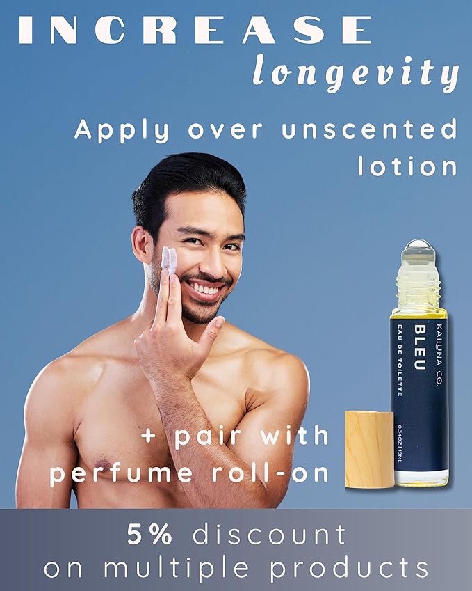 Bleu for Men Natural Hair & Body Mist Spray, Pure Essential and Fragrance Oils, Alcohol-Free, Handmade in California, 0.5Fl Oz