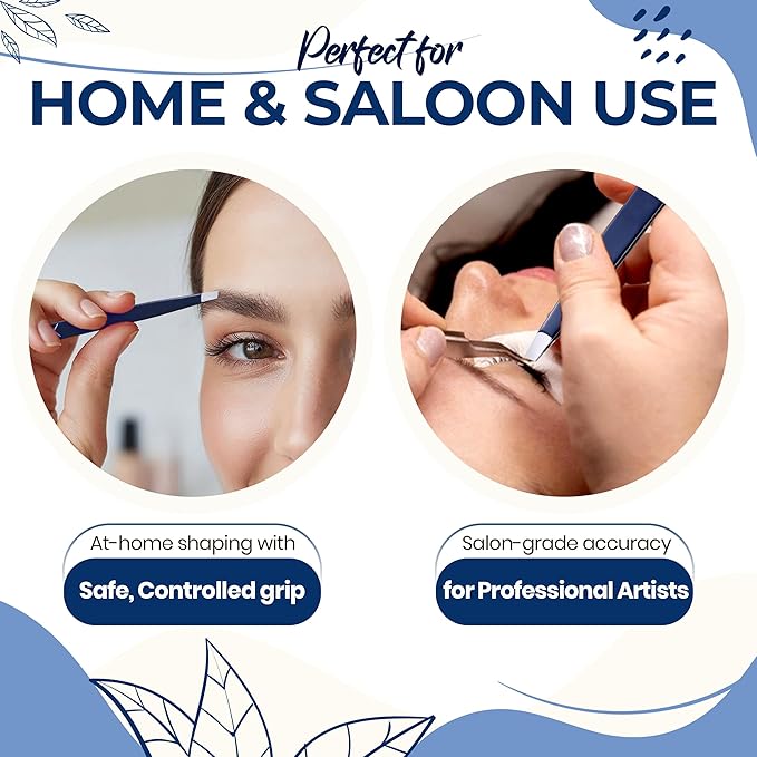 Professional Slant Tip Eyebrow Tweezers for Women & Men – Precision Hair Removal Tool – Stainless Steel Tweezers for Eyebrow Shaping, Facial Hair, Ingrown Hair & Splinter Removal (Midnight Indigo)