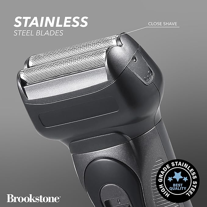 Brookstone - Electric Razor for Men, Foil Shaver, Precision Foil Blades, Comfortable Close Shave, Professional Quality (Black)